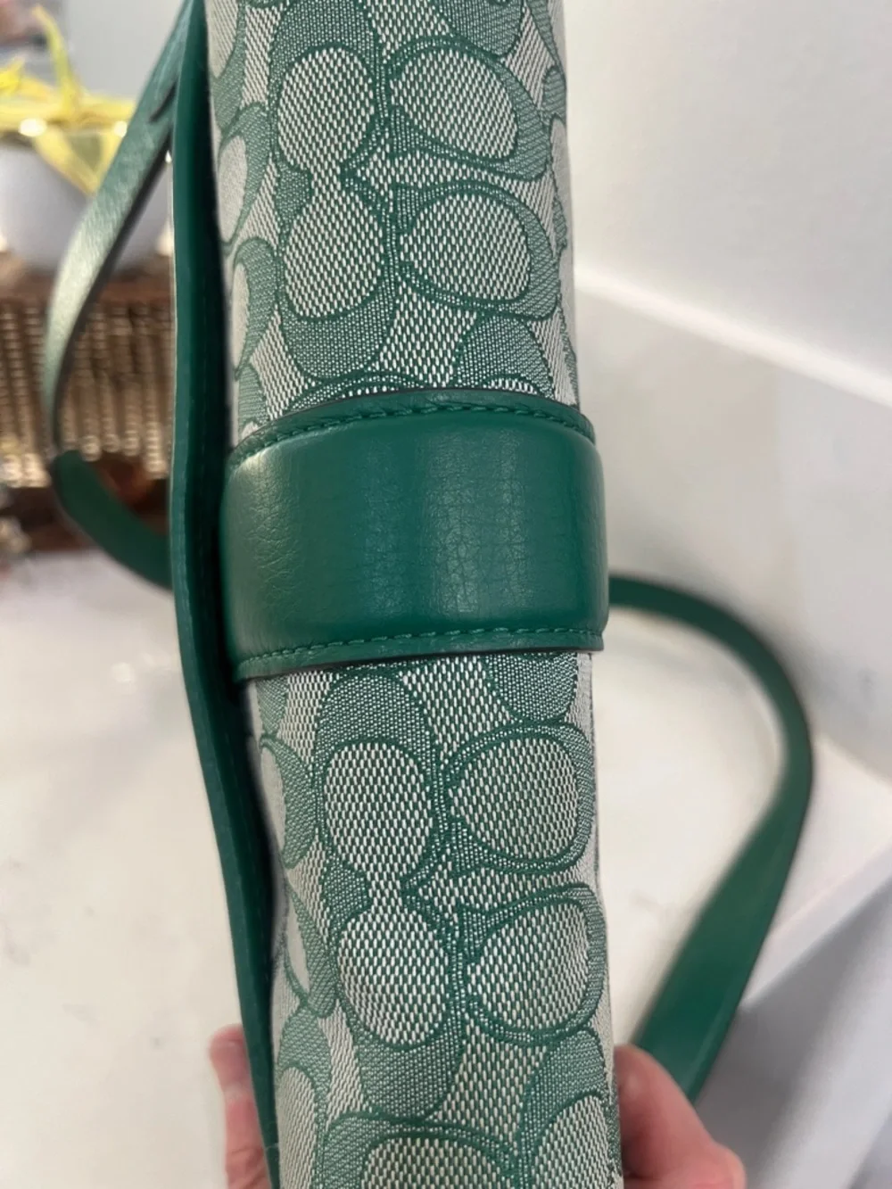 Coach Green Signature Jacquard Crossbody Shoulder Bag - Picture 7 of 15